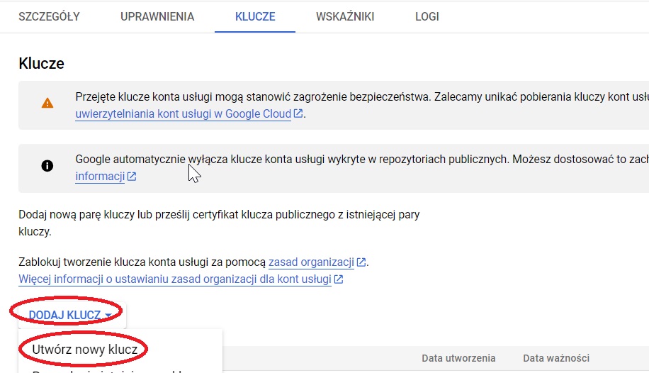 Włączanie GSC API w Google Cloud