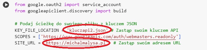 Sprawdzanie sitemap w GSC przez API