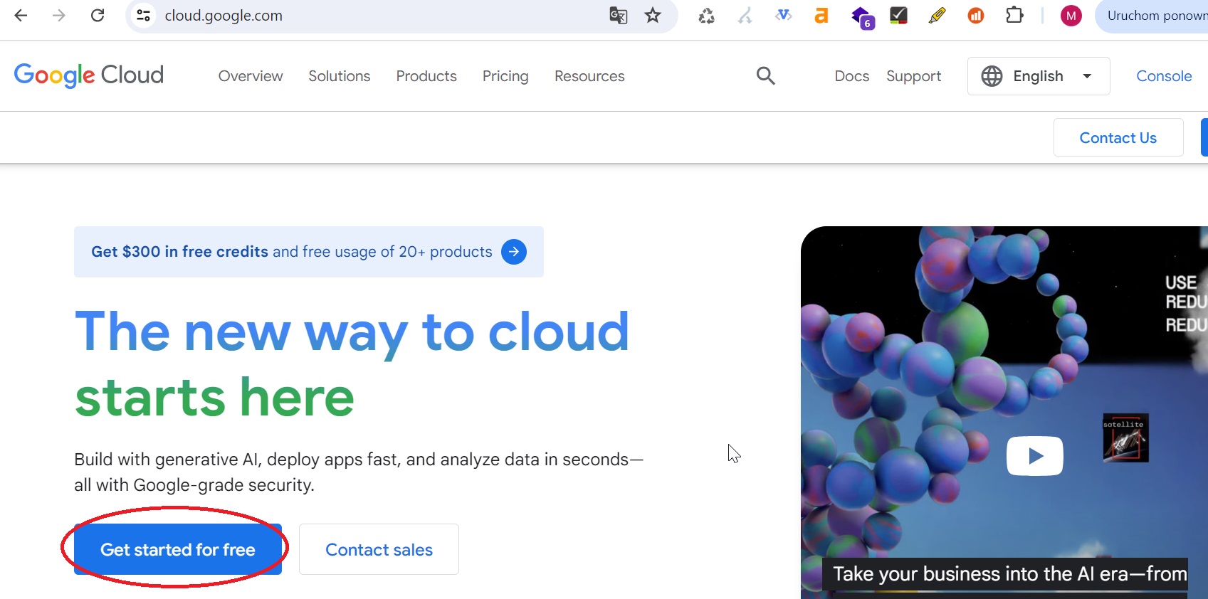 Rejestracja w Google Cloud