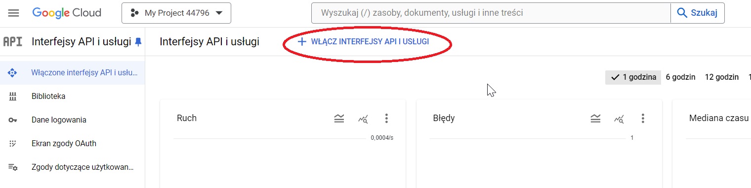 Włączanie API w Google Cloud