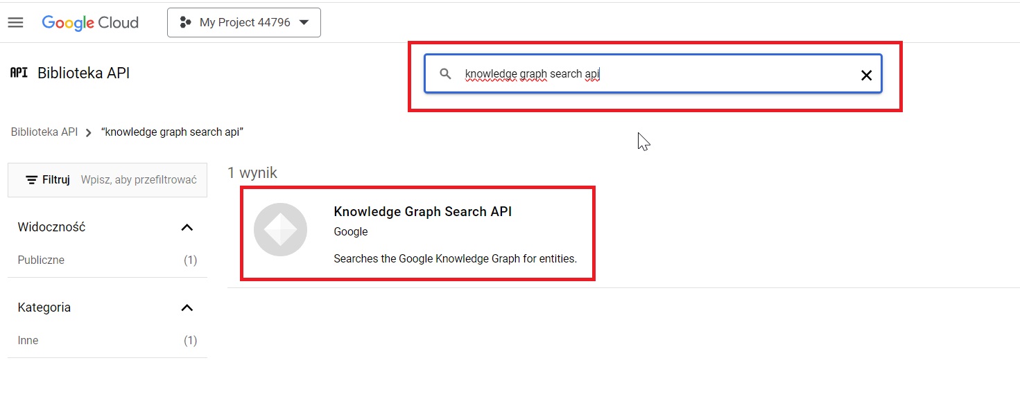 Włączanie Knowledge Graph API