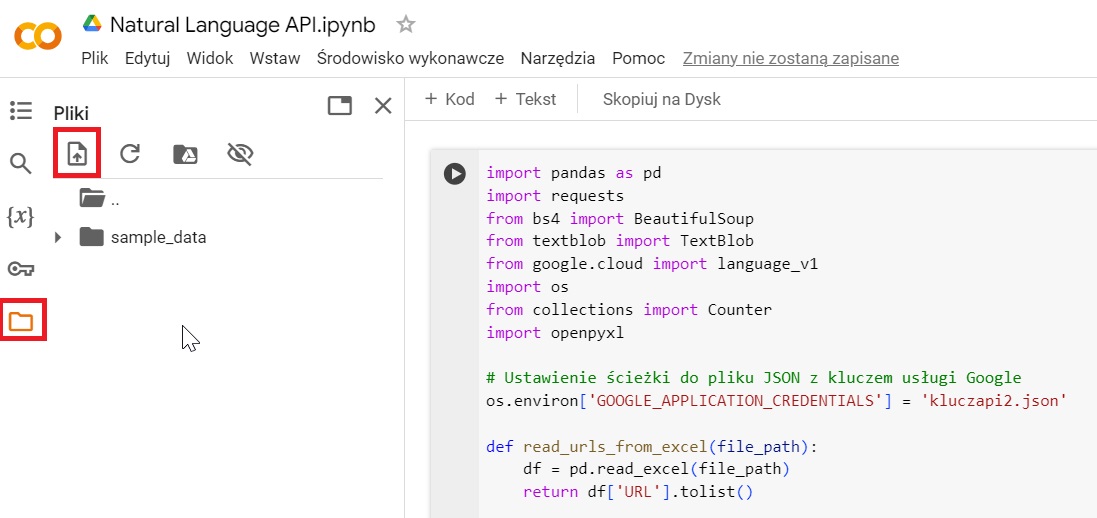 Prosty skrypt do Natural Language API