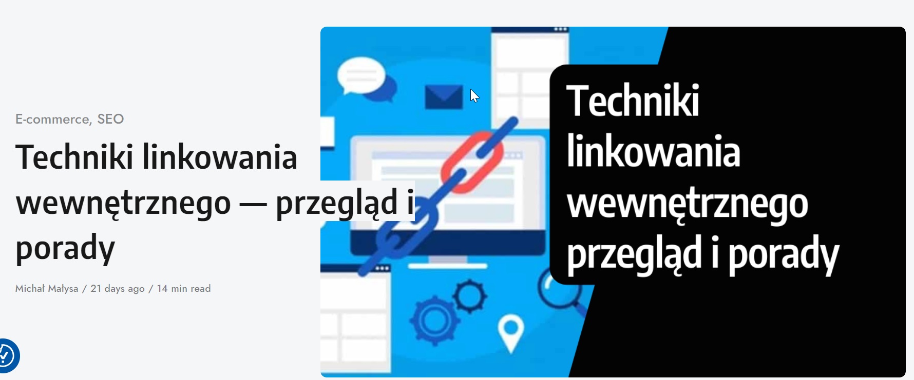 Wpis z bloga Semboat na temat linkowania wewnętrznego